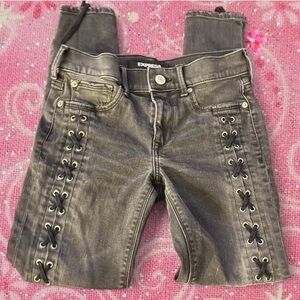 Express black lace up skinny jeans